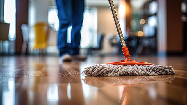 Mopping an office floor